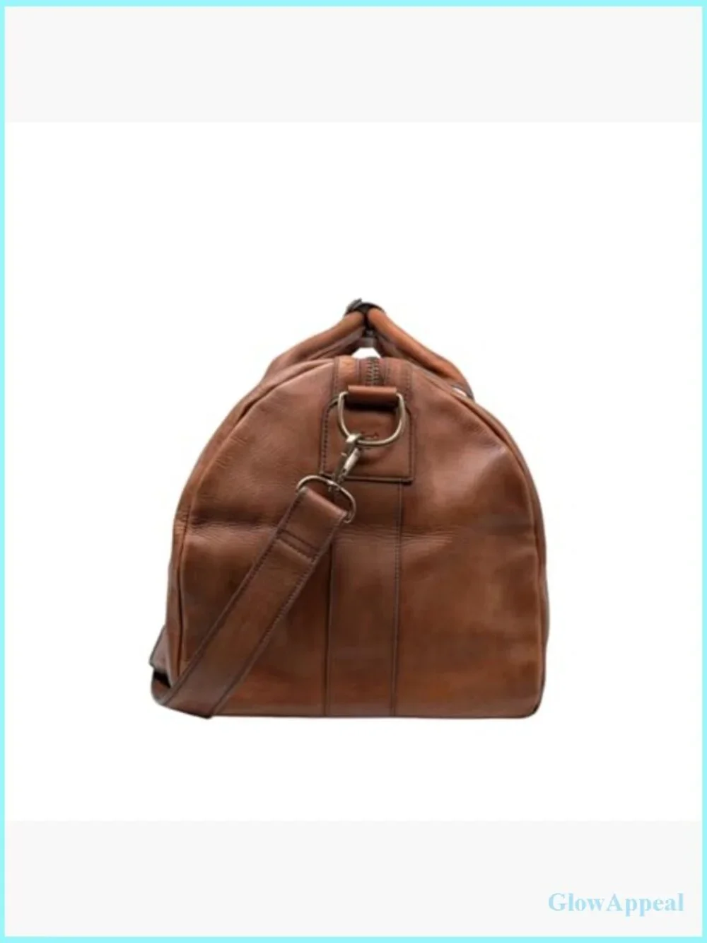 Full Grain Leather Duffle Bag - 25L Travel Gym Carry-On Weekender with Brass